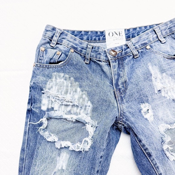 One Teaspoon Distressed Denim Jeans Trashed Free Birds Size 28 - Picture 10 of 10